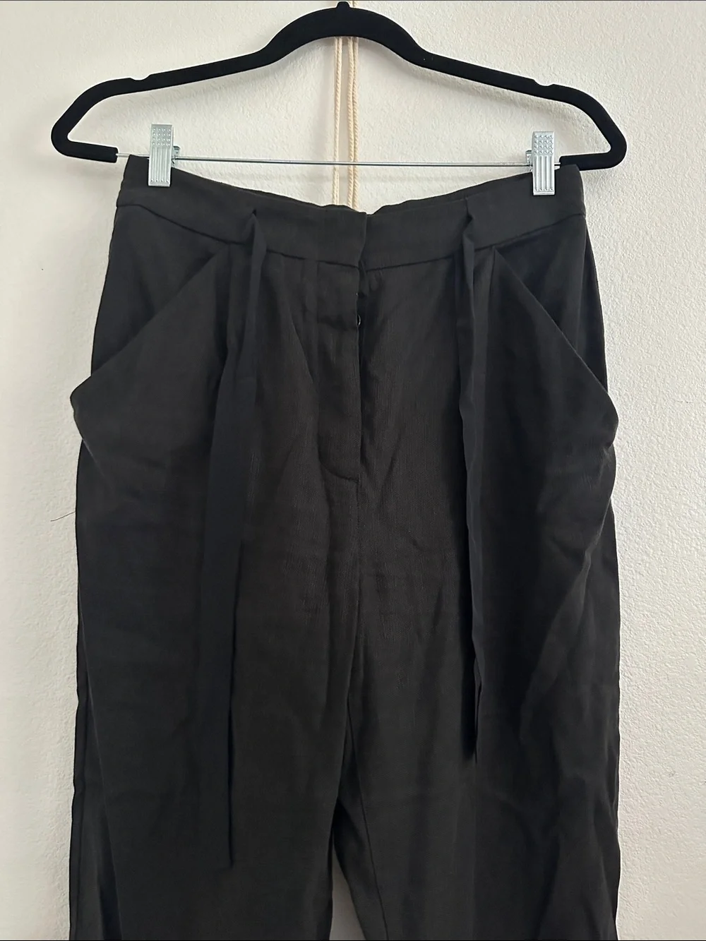 Black High-Waist Paperbag Trousers